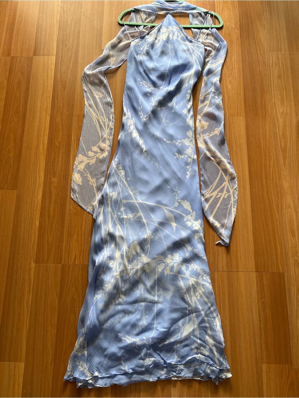 Amanda Uprichard Pale Blue Floral Halter Maxi Dress - Picture 3 of 12